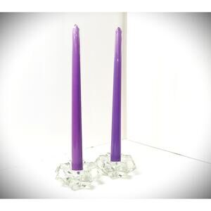 Beautiful  Vintage Crystal Glass  Starburst Candle, Candlestick Holder PAIR